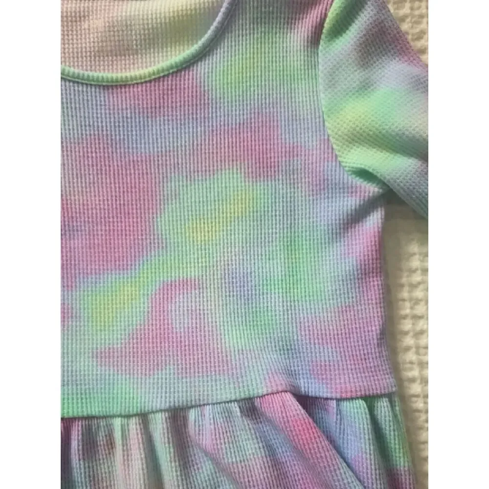 Kids Long Sleeve Tie-Dye Pastel Dress - Picture 3 of 4